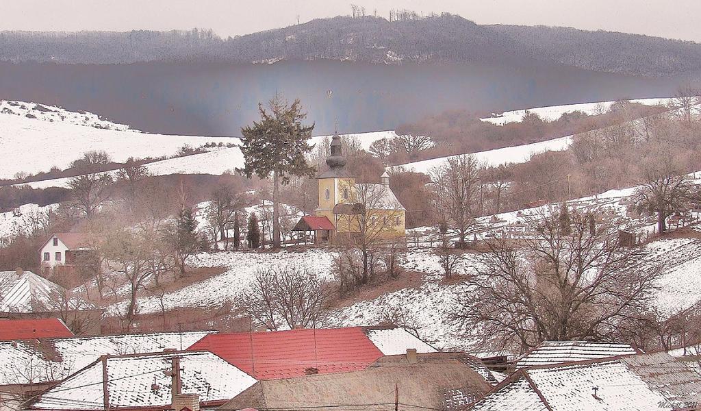 vesnička v zimě