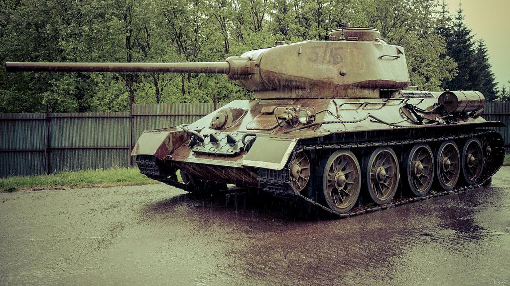 T-34 v dešti