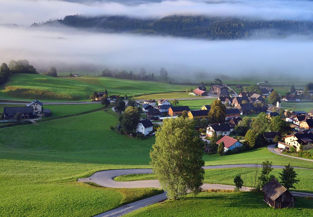 Ráno v rakouské obci Tauplitz