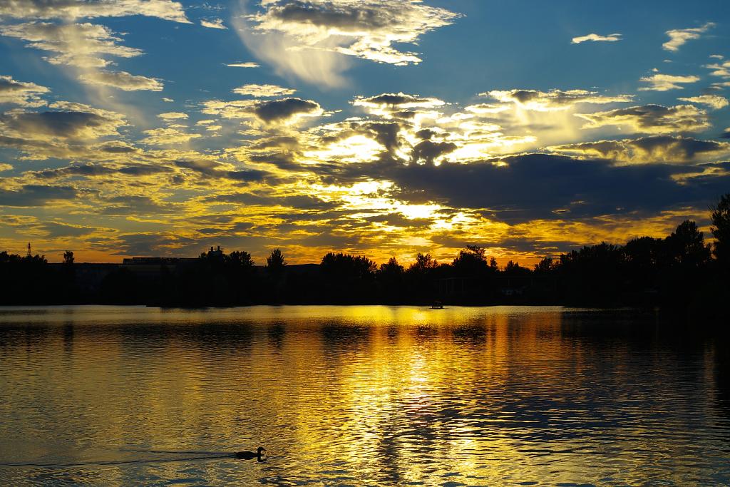 Západ slunce u Opatovického rybníku